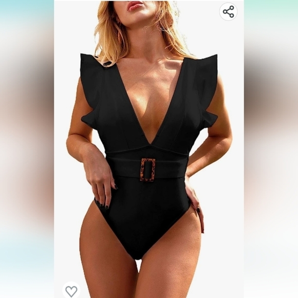 Avanova Women's One Piece Swimsuit Ruffle Deep V Neck Strappy Swimwear .… - Picture 2 of 15